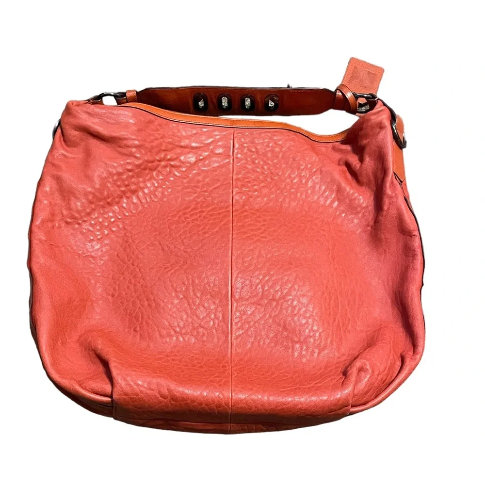 Reed Krakoff Grained Leather Orangish/Red Hobo Bag, Interior Staining,‎ L…